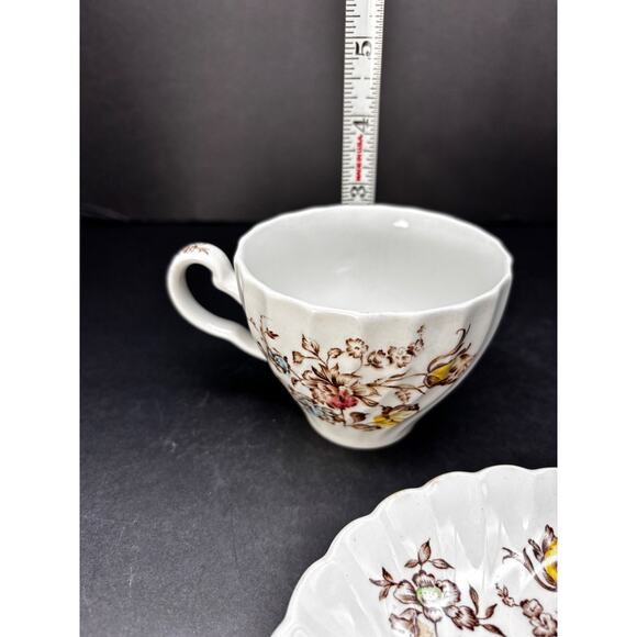 Vtg Staffordshire Bouquet Teacup, Johnson Brothers England Cup Saucer - Picture 6 of 16